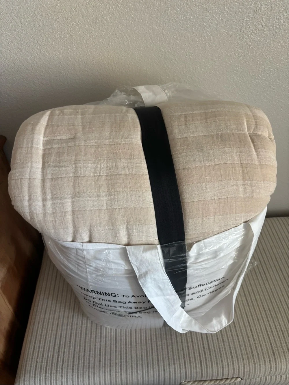 NWT 3pc King Tonal Stripe Comforter Set Tan - Hearth & Hand with Magnolia